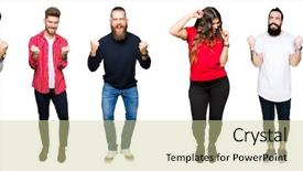  Presentation with 3d white people pushing - Beautiful theme featuring collage of people over white backdrop and a  colored foreground