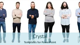  Presentation with people collage - Presentation theme having collage of people over white background and a light blue colored foreground