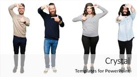  Presentation with isolated paw prints over white - Audience pleasing theme consisting of collage of people over white backdrop and a  colored foreground