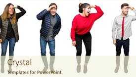  Presentation with isolated paw prints over white - Slide deck enhanced with collage of people over white background and a  colored foreground