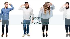  Presentation with 3d white people pushing - Beautiful PPT theme featuring collage of people over white backdrop and a  colored foreground