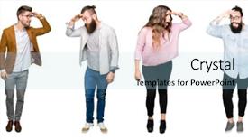  Presentation with people collage - Presentation theme consisting of collage of people over white background and a light blue colored foreground