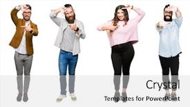  Presentation with isolated paw prints over white - Presentation design having collage of people over white background and a  colored foreground