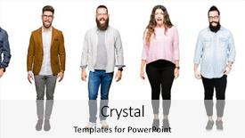  Presentation with people collage - Presentation with collage of people over white background and a  colored foreground