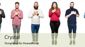  Presentation with cartoon black white people - Slide set consisting of collage of people over white background and a soft green colored foreground