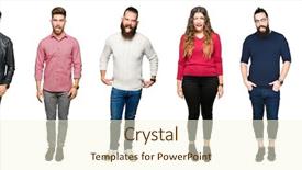  Presentation with people collage - Slide set with collage of people over white background and a  colored foreground