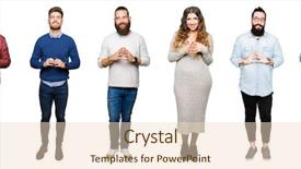  Presentation with people collage - Beautiful PPT theme featuring collage of people over white backdrop and a  colored foreground