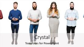  Presentation with isolated paw prints over white - Slide deck having collage of people over white background and a  colored foreground