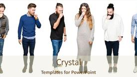  Presentation with people collage - Presentation design enhanced with collage of people over white background and a  colored foreground