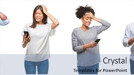  Presentation with angry people - PPT layouts with collage of people texting sending background and a teal colored foreground
