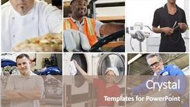  Presentation with collage of diversity people - Slide set enhanced with collage of people with different background and a coral colored foreground