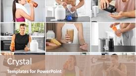  Presentation with protein - Audience pleasing theme consisting of collage of people with protein backdrop and a coral colored foreground