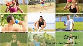  Presentation with people collage - PPT layouts consisting of collage of people with protein background and a mint green colored foreground