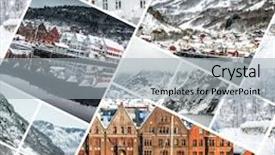  Presentation with norwegia - Colorful theme enhanced with historia - collage of photos from bergen backdrop and a light gray colored foreground