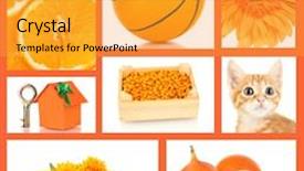  Presentation with color orange - Audience pleasing slides consisting of collage of photos in orange color backdrop and a gold colored foreground