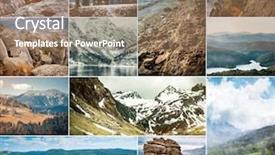  Presentation with photo collage for company behind the scen - Slide set featuring collage of photos mountain scenery background and a  colored foreground