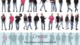  Presentation with diverse people - Slide set consisting of collage-of-photos-of-many background and a sky blue colored foreground