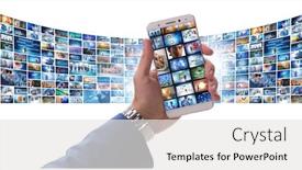  Presentation with collage - Slide deck having collage of photos with businessman background and a white colored foreground