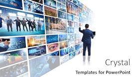  Presentation with collage - Cool new slide deck with collage-of-photos-with-businessman backdrop and a white colored foreground