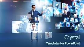  Presentation with collage - Slides enhanced with collage-of-photos-with-businessman background and a ocean colored foreground