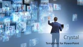  Presentation with photo collage for company behind the scen - Slides with collage-of-photos-with-businessman background and a light blue colored foreground