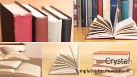  Presentation with library - Colorful PPT layouts enhanced with collage of pictures of books backdrop and a lemonade colored foreground