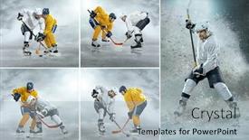  Presentation with ice hockey - PPT layouts with collage-of-players-in-dynamic background and a light gray colored foreground
