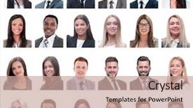  Presentation with people collage - PPT layouts consisting of collage of portraits of business background and a coral colored foreground