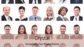  Presentation with white red employees - Slides with collage of portraits of successful background and a coral colored foreground