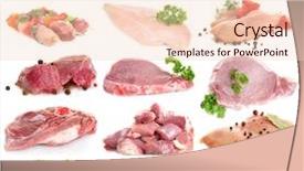  Presentation with raw meat - PPT theme featuring collage of raw meat isolated background and a lemonade colored foreground
