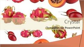  Presentation with tropical - Presentation design with collage-of-red-tropical-fruits background and a blonde colored foreground