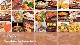  Presentation with restaurant - Theme enhanced with collage of restaurant dishes background and a coral colored foreground