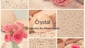  Presentation with roses - PPT theme having collage of retro photos with roses and old letters background and a lemonade colored foreground
