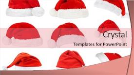  Presentation with frames isolated on white brown - Cool new presentation theme with collage of santa hats isolated backdrop and a coral colored foreground