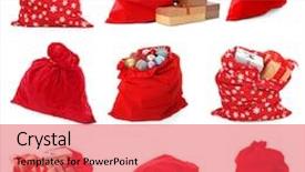  Presentation with santa - Colorful presentation theme enhanced with collage of santa's bags backdrop and a red colored foreground
