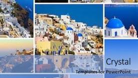  Presentation with santorini - Colorful presentation theme enhanced with collage of santorini greece images - travel background my photos backdrop and a light blue colored foreground