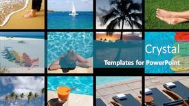  Presentation with photo collage for company behind the scen - Audience pleasing theme consisting of plam - collage of scenic images backdrop and a teal colored foreground