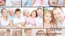  Presentation with young children - Amazing slide deck having collage of senior and young backdrop and a coral colored foreground