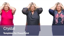  Presentation with pair of hands - PPT layouts with collage of senior fat woman background and a  colored foreground