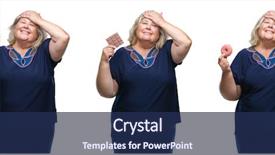  Presentation with skin anatomy face and head - Amazing PPT theme having collage of senior fat woman backdrop and a  colored foreground