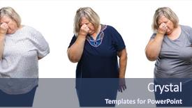  Presentation with woman praying over bible - Beautiful slide set featuring collage of senior fat woman backdrop and a  colored foreground