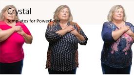  Presentation with fat - Slide set having collage of senior fat woman background and a lemonade colored foreground