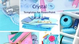  Presentation with sewing - Presentation theme consisting of collage of sewing equipment background and a light blue colored foreground