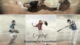  Presentation with dynamic - PPT theme having collage-of-shoots-baseball-players background and a mint green colored foreground