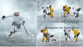  Presentation with ice hockey - Presentation theme having collage-of-shots-caucassian-ice background and a lemonade colored foreground