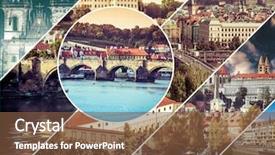  Presentation with czech republic - Cool new slide deck with collage of sights of prague backdrop and a tawny brown colored foreground