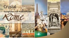  Presentation with rome - Presentation theme having collage of sights of rome background and a soft green colored foreground
