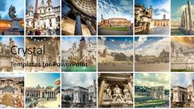  Presentation with rome italy - Presentation design featuring collage of sights of rome background and a coral colored foreground