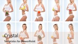  Presentation with sporty - Colorful slide deck enhanced with collage of some photos with sporty girl and fruits backdrop and a lemonade colored foreground