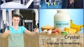  Presentation with nutrition - Beautiful presentation theme featuring collage of sportsmen and sport backdrop and a yellow colored foreground